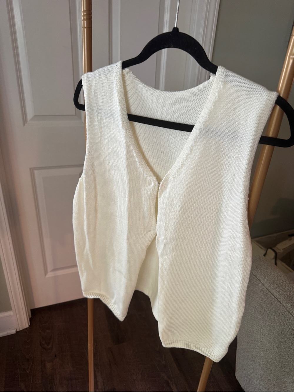 Women's Cream V-Neck Knit Vest